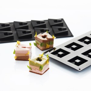 Форма для пирожных Cube 50х50 h16мм, 8 ячеек, 28мл, силикон 30SIL601